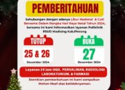 RSUD Madising Umumkan Jadwal Operasional Selama Libur Natal